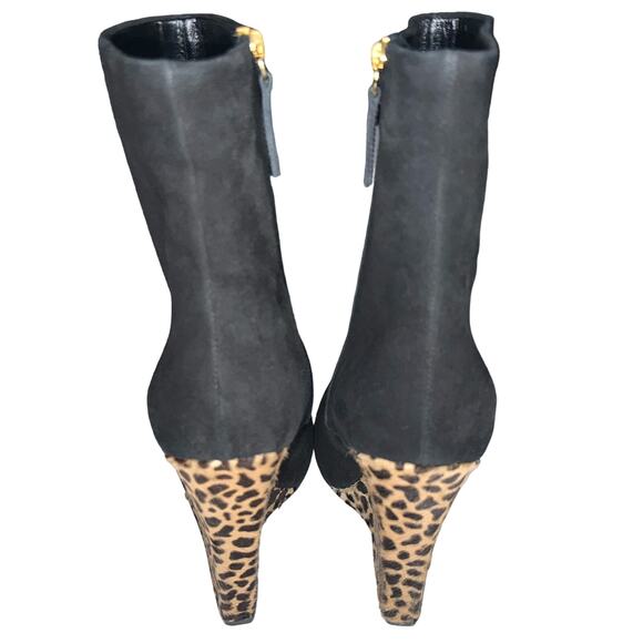 Giuseppe Zanotti Black Suede Animal Print Hide Cindy Wedge Heeled Boots Size 9.5 - Picture 11 of 16